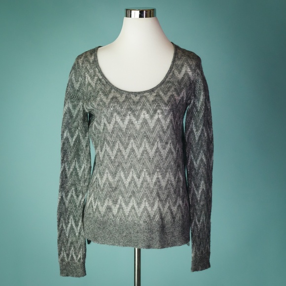Theory Sweaters - Theory Large Gray Chevron Alpaca Wool Sweater